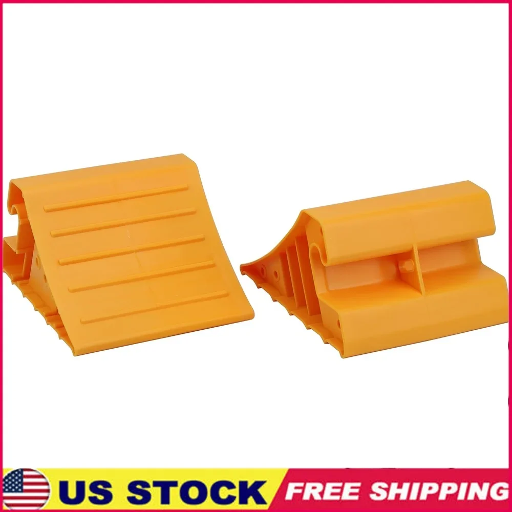 

Super Heavy Duty Wheel Chock Set of 2 Rigid Plastic Tire Blocks RV Truck Trailer Stabilization Safety