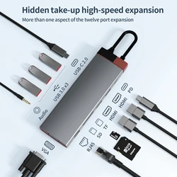 Basix usb c hub typ-c zu hdmi-kompatibler docking station laptop adapter mit für macbook air m1 ipad pro rj45 HD-MI