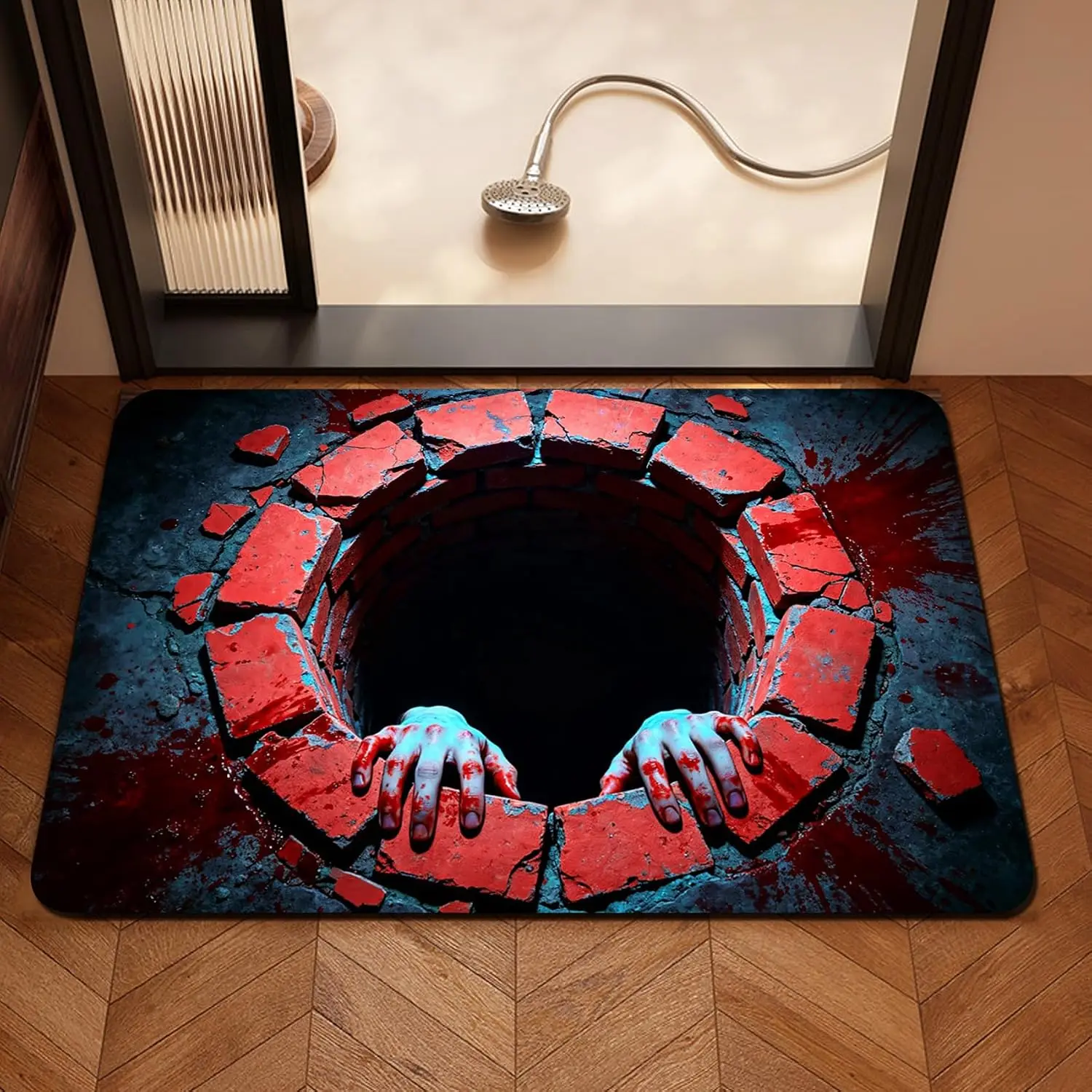 Halloween 3D Optical Illusion Area Rug Non Slip Washable Floor Mat For Entryway Living Room Home Decor