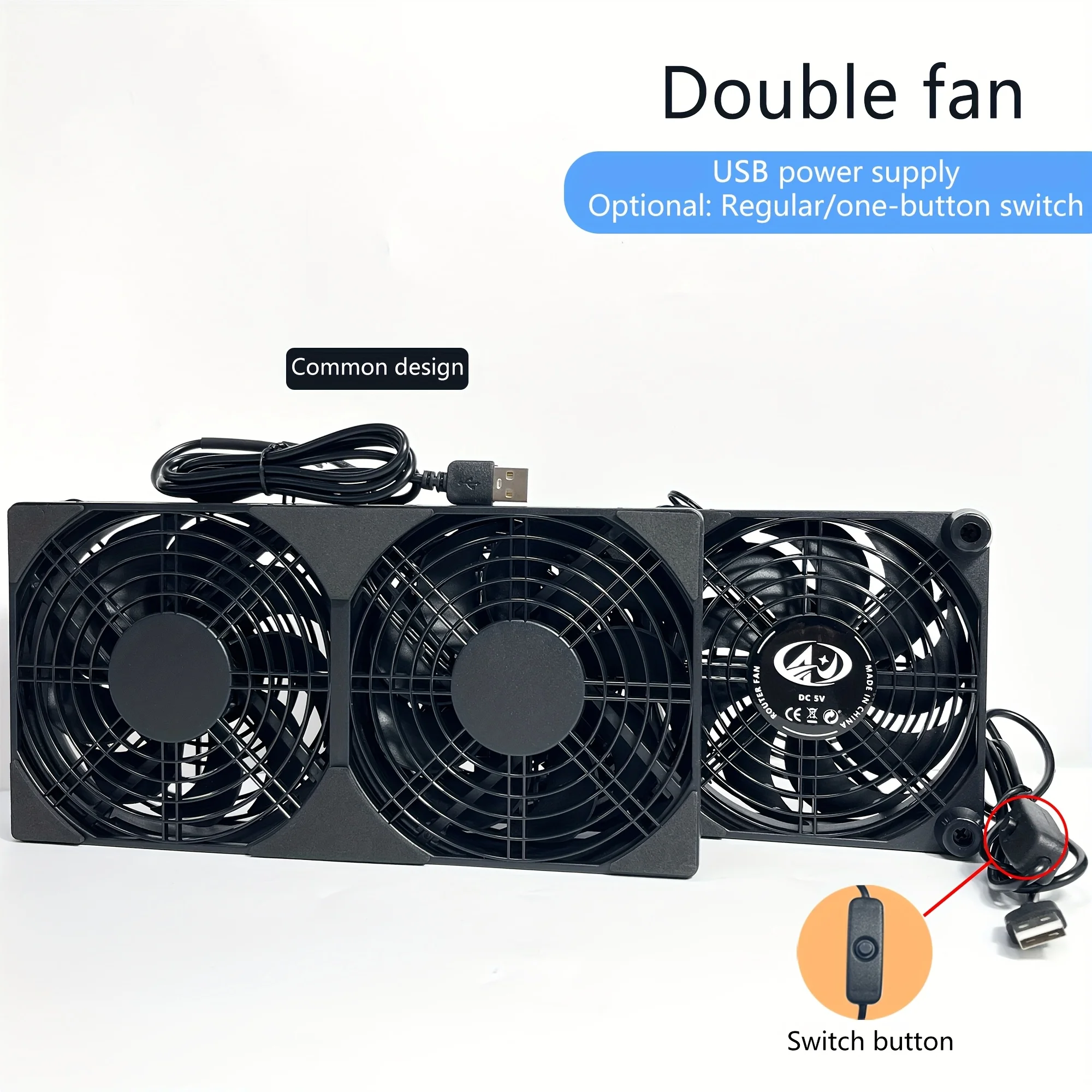 

240mm USB Dual Cooling Fan 5V Silent Router Cooler with ON/Off Switch for Xbox PS5 TV Box Laptop Router Radiator