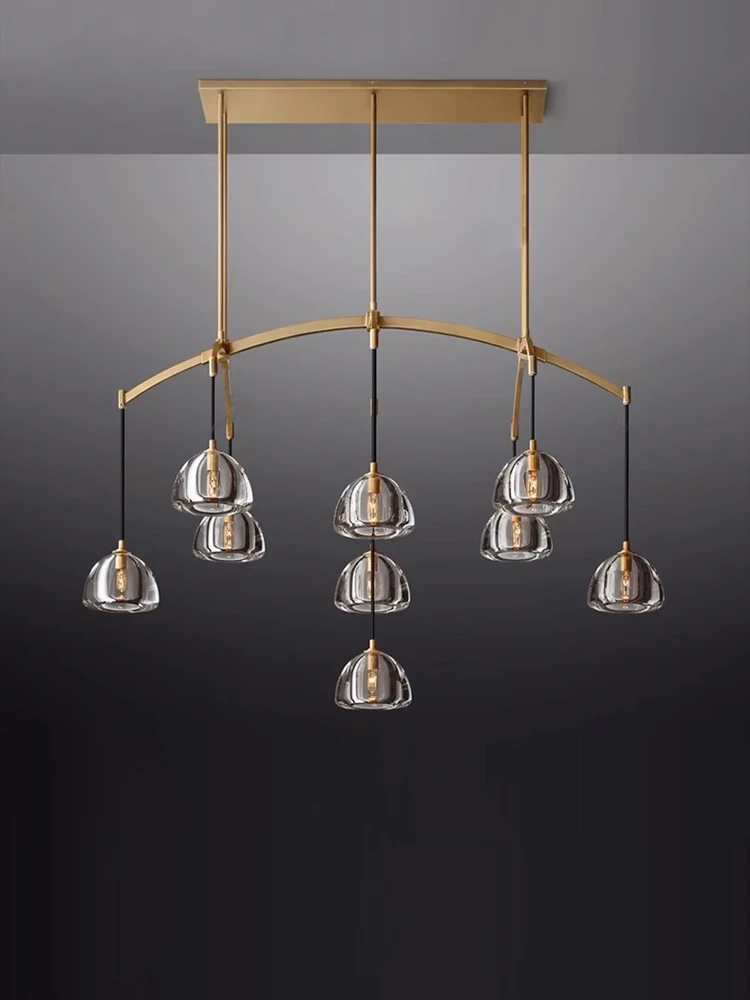 Retro American Collection Copper Crystal Brass Ceiling Chandelier Lighting Lustre Suspension Luminaire Lampen For Dinning Room