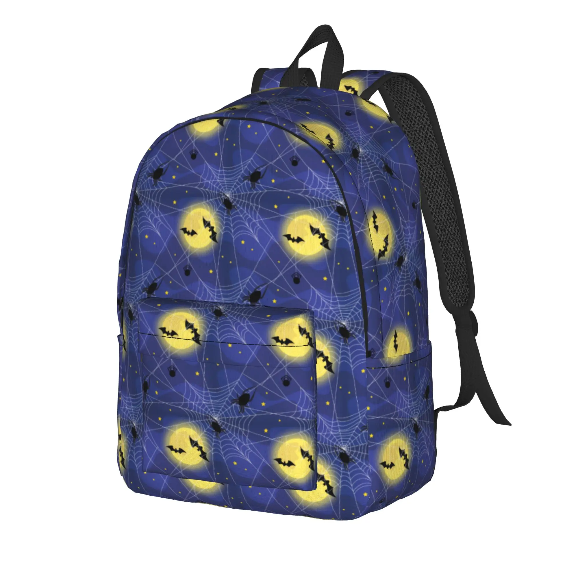 Black Spider Bat Web Halloween Backpack for Men Women Fashion High School Hiking Travel Daypack  Laptop Shoulder Bag Sports