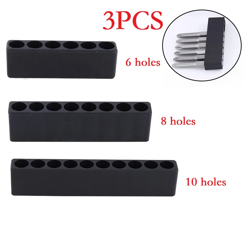 3Pcs/set Hex Shank Screwdriver Bit Holder 6/8/10 Holes Plastic Storage Case Tool Organizer Screwdriver Drill Bit Stand Case