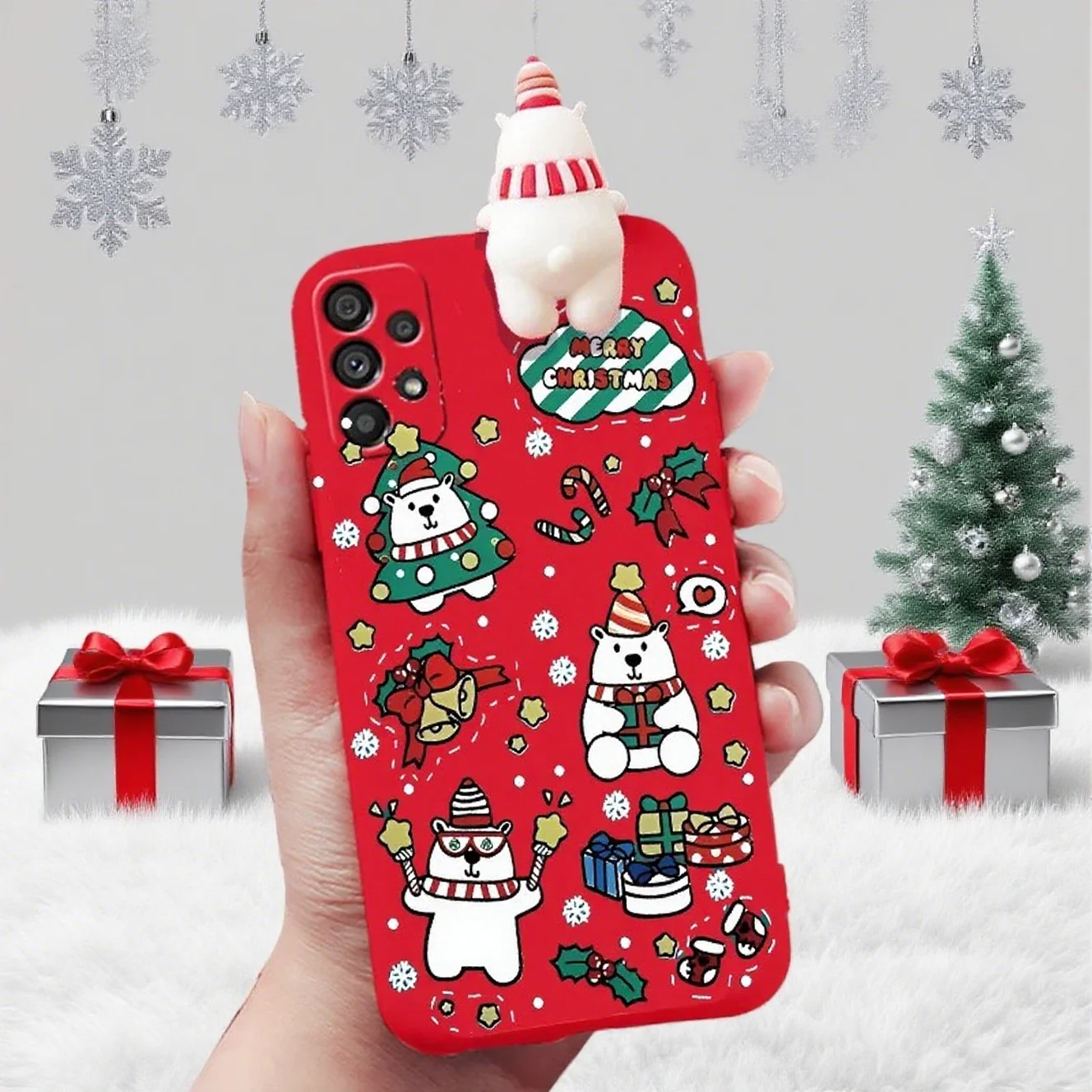 DIY Kerst Kerstman 3D Case Voor Xiaomi Redmi A3 10C 9A 9C 10 9 Mi 14T 11T 12T 13 12 11 Lite Redmi Note 8 Pro Sneeuwpop Telefoon Cover