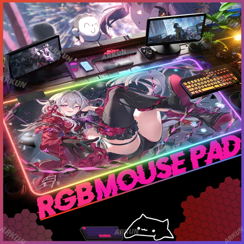 

RGB XXL Sex Girl Thelema Top Popular Honkai Impact 3rd Gaming Mouse Pad 900x400 LED Keyboard Table Gamer Kawaii Backlight Mat