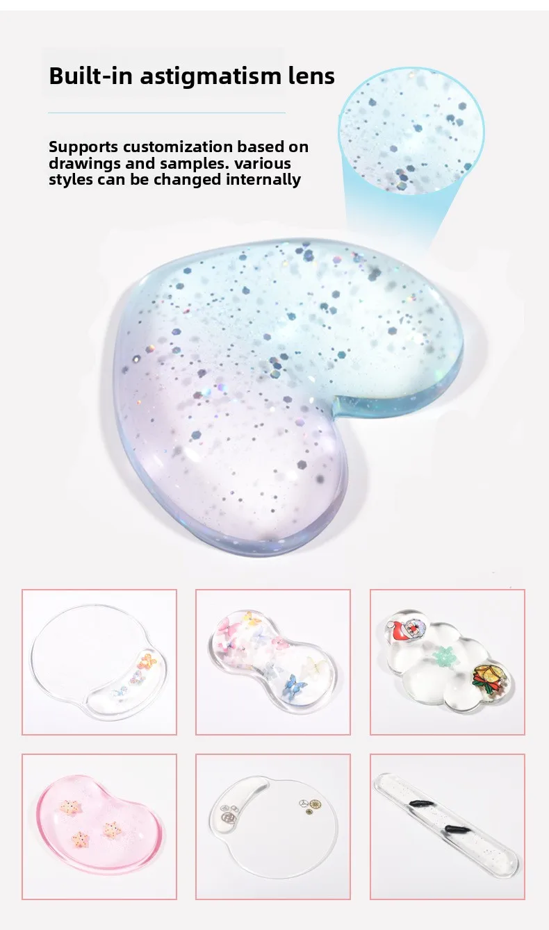 Herzförmige Silikon-Handgelenkauflage im Ins-Stil Transparentes Kissen für Büro und Gaming Ergonomische Unterstützung mit Kühlgel – Detail 4