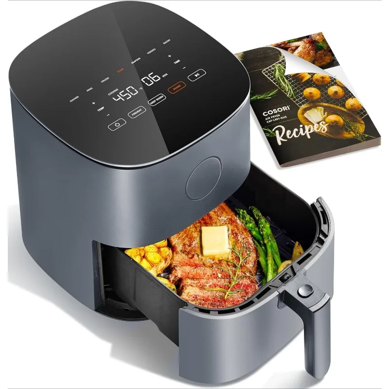 

Air Fryer Pro 9-in-1, Compact 5QT, 450℉: Half Time & Chef-Grade Cook, One-Wipe Clean Glass Panel, 130+ In-App Recipes wit