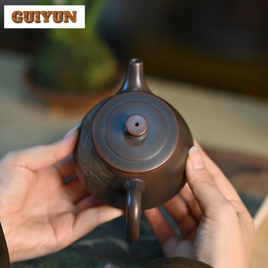 225ml Chinese Qinzhou Nixing Pottery Teapot Famous Master Handmade Stone Ladle Pot Raw Ore Mud Tea Brewing Kettle Teaware Gifts