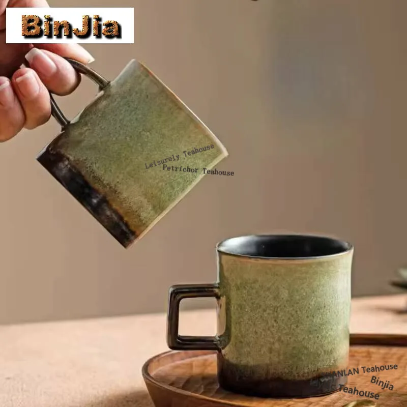 110 мл керамическая кофейная чашка с обжигом, синеватая зеленая Звездная чайная кружка для послеобеденного чая, капучино, семейная Чайная пара, чашка для питья