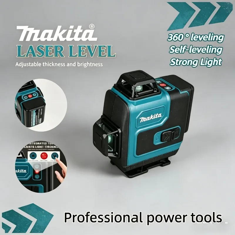

Высокоточный инструмент Makita 360 ° 16-линейный 3D-4D лазерный уровень с горизонтальной и вертикальной разметкой, зеленый, настенный, портативный, для электроинструментов