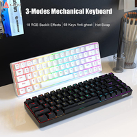 AJAZZ K685T Wireless Gaming Mechanical Keyboard 60% Hot Swappable RGB Backlight Bluetooth Keyboard for Win/MAC/IOS/PC/Laptop