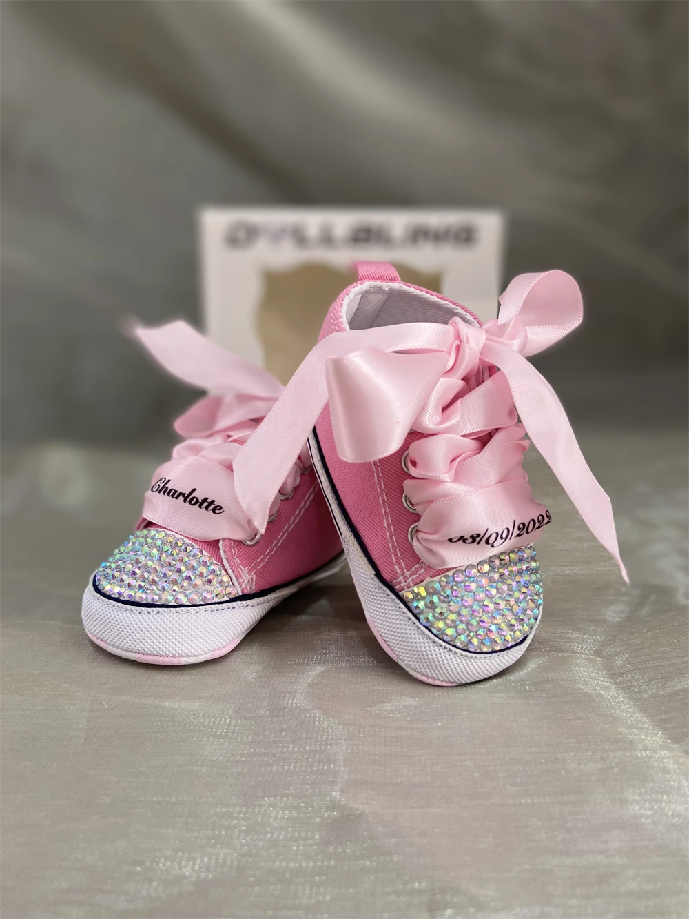 Dollbling-Sapatos de bebê de diamante, conjunto de chupeta de bebê, roupa vermelha e azul, presente do berçário, sapatos de primeiro aniversário da