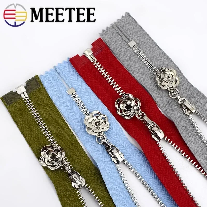 Meetee 2/5Pcs 3# Metal Zippers 18-70cm Auto Lock Closed&Open Zip for Sewing Bags Pocket Wallet Garment Zipper Repair Accessories