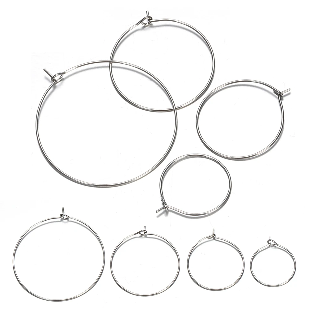 100pcs 20-40mm Stainless Steel Earring DIY Dangle Earring Jewelry Making Components Accessorie Big Circle Wire Hoops Loop