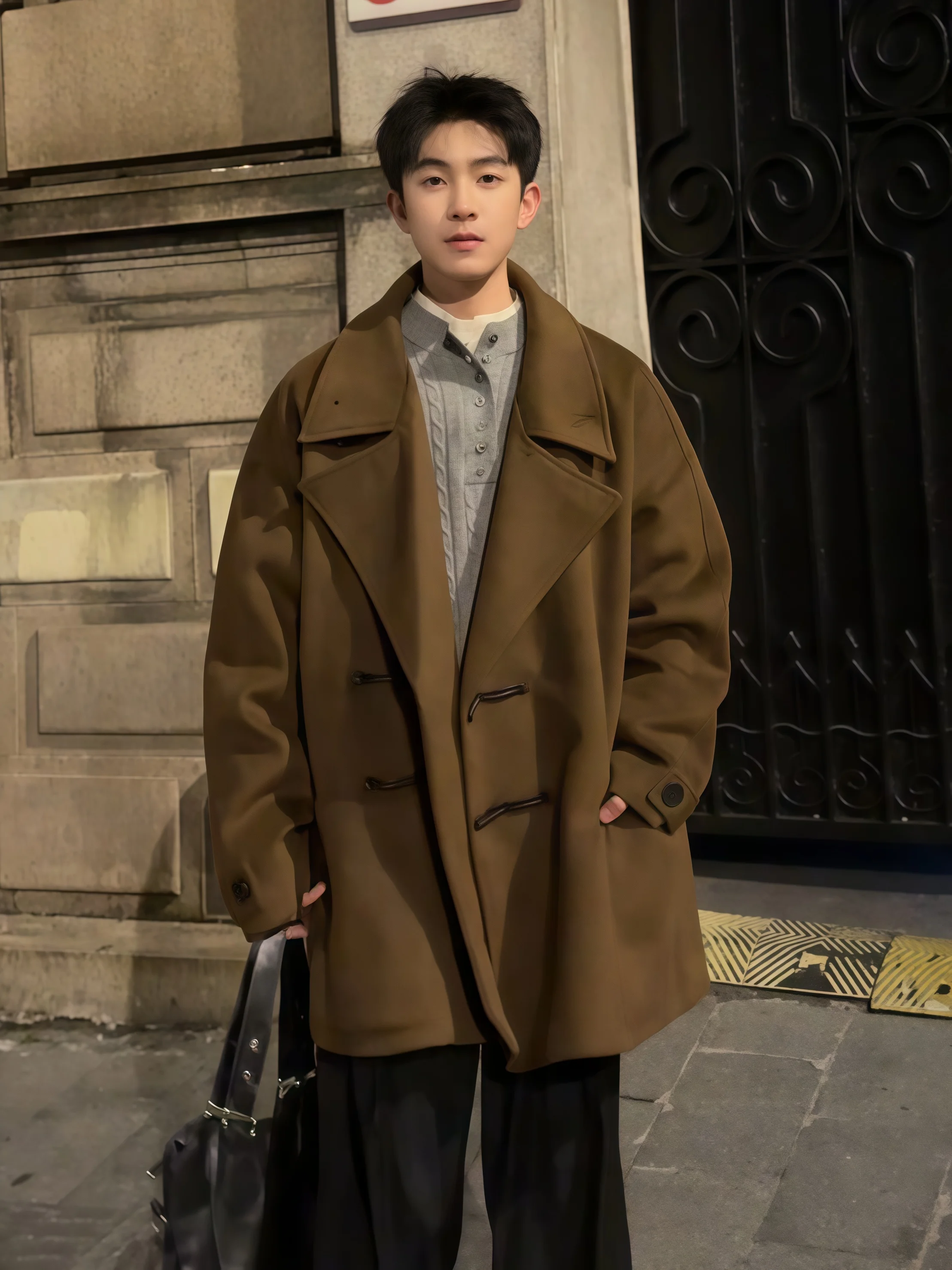 

Мужское шерстяное пальто Thiened Briti Sle: повседневное, модное, зимнее, с множеством карманов, теплое, с утеплителем