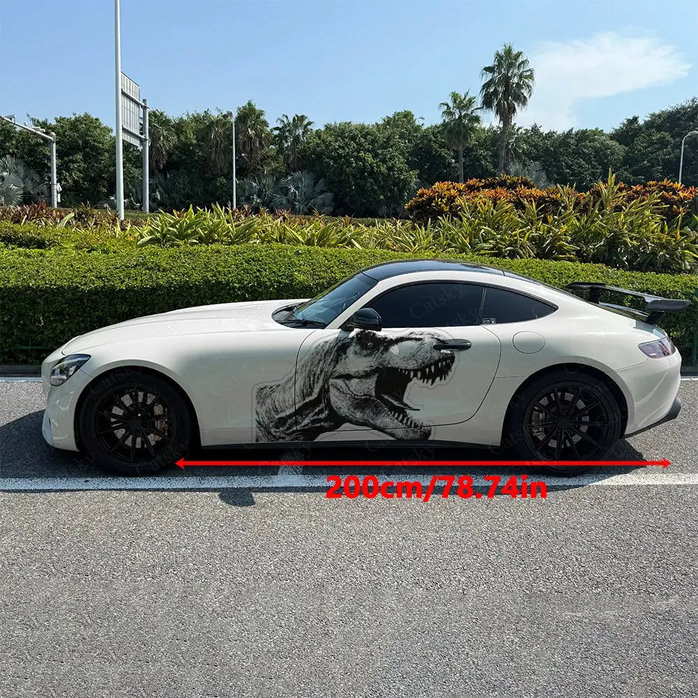 2pcs Roaring Tyrannosaurus Rex Sticker, Durable, Fade-resistant, Enhance The Beauty Of Your Vehicle Art Design Car Vinyl Wrap