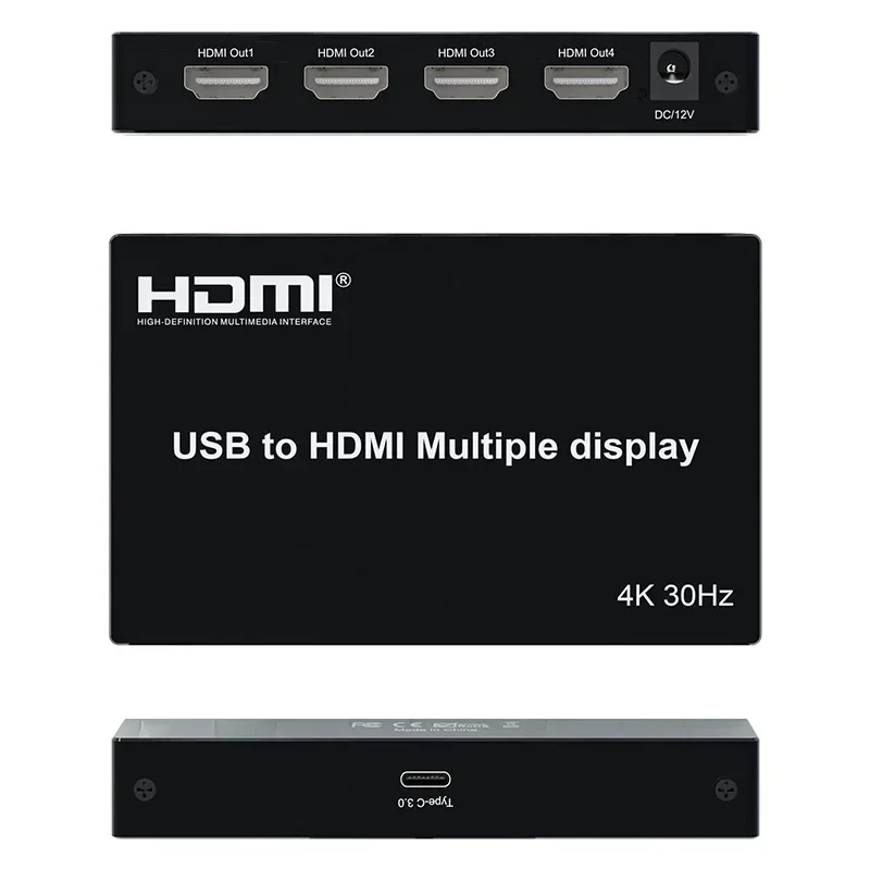 4K USB 3.0 To HDMI Multiple Display TV Splicer 1X3 1X4 2X2 3X1 4X1 Multi Screen Video Splicer; Extended To 4 Different Desktops