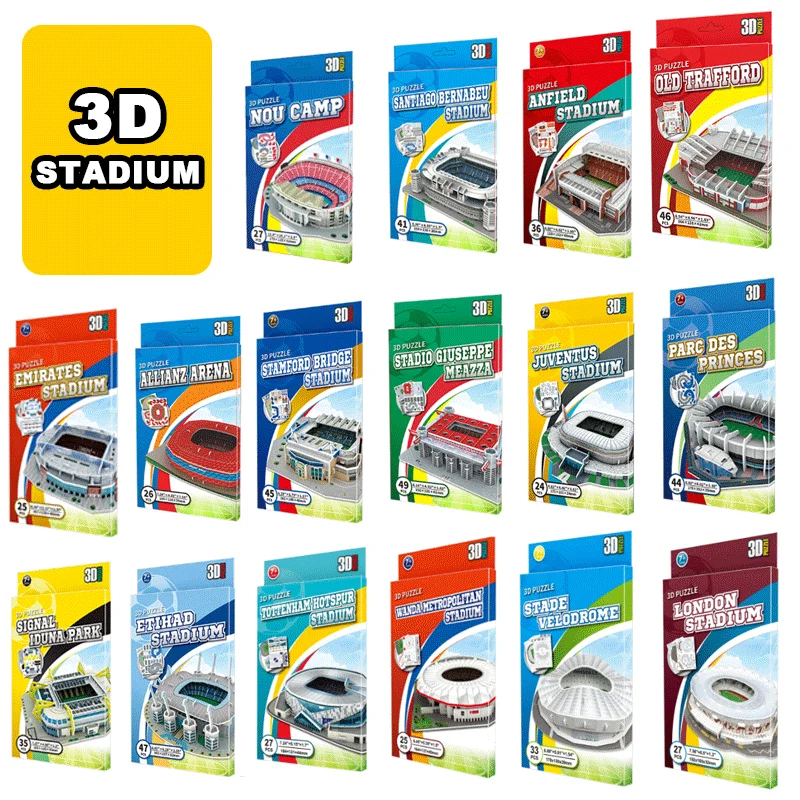 3D Stadium Puzzle Bernabeu Camp Nou Anfield Stadium  League Football Stadium Model, Famous Buildings Children's 3d Puzzle Toys