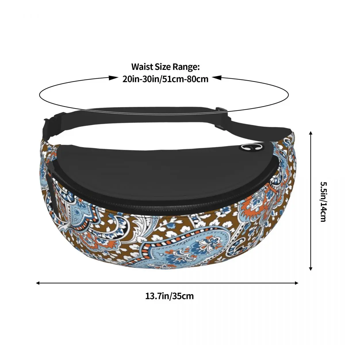 Fashion Paisley Style Elements marsupio uomo donna Floral Art Crossbody marsupio per viaggio ciclismo telefono Money Pouch