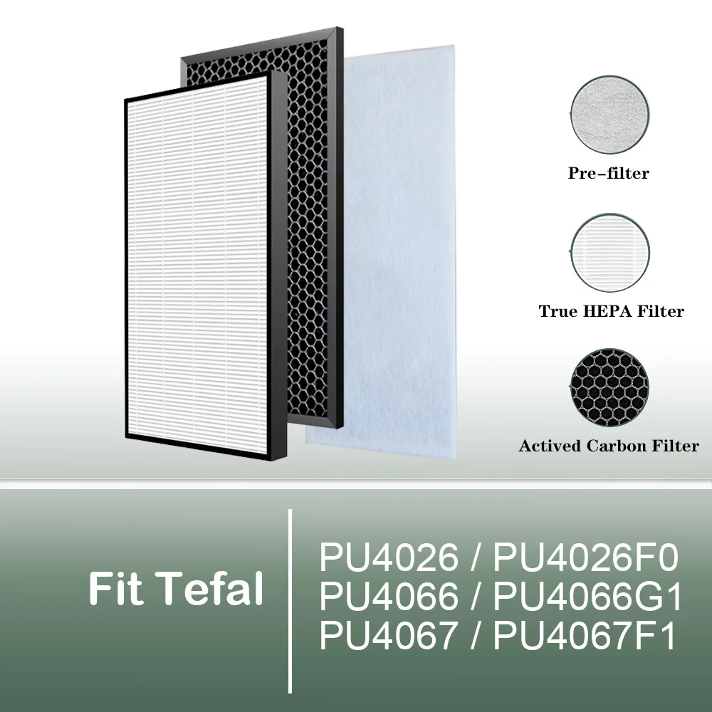 For TEFAL PU4026 PU4026F0 PU4066 PU4066G1 PU4067 PU4067F1 Air Purifier filter XD6074 & XD6060 Replacement HEPA & Carbon Filter