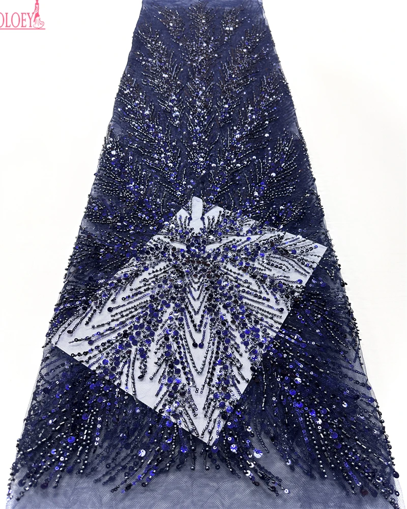 

OLOEY Высококачественная африканская французская тюль с блестками, кружевная ткань, вышитая бисером, нигерийский материал для платья для свадебной вечеринки