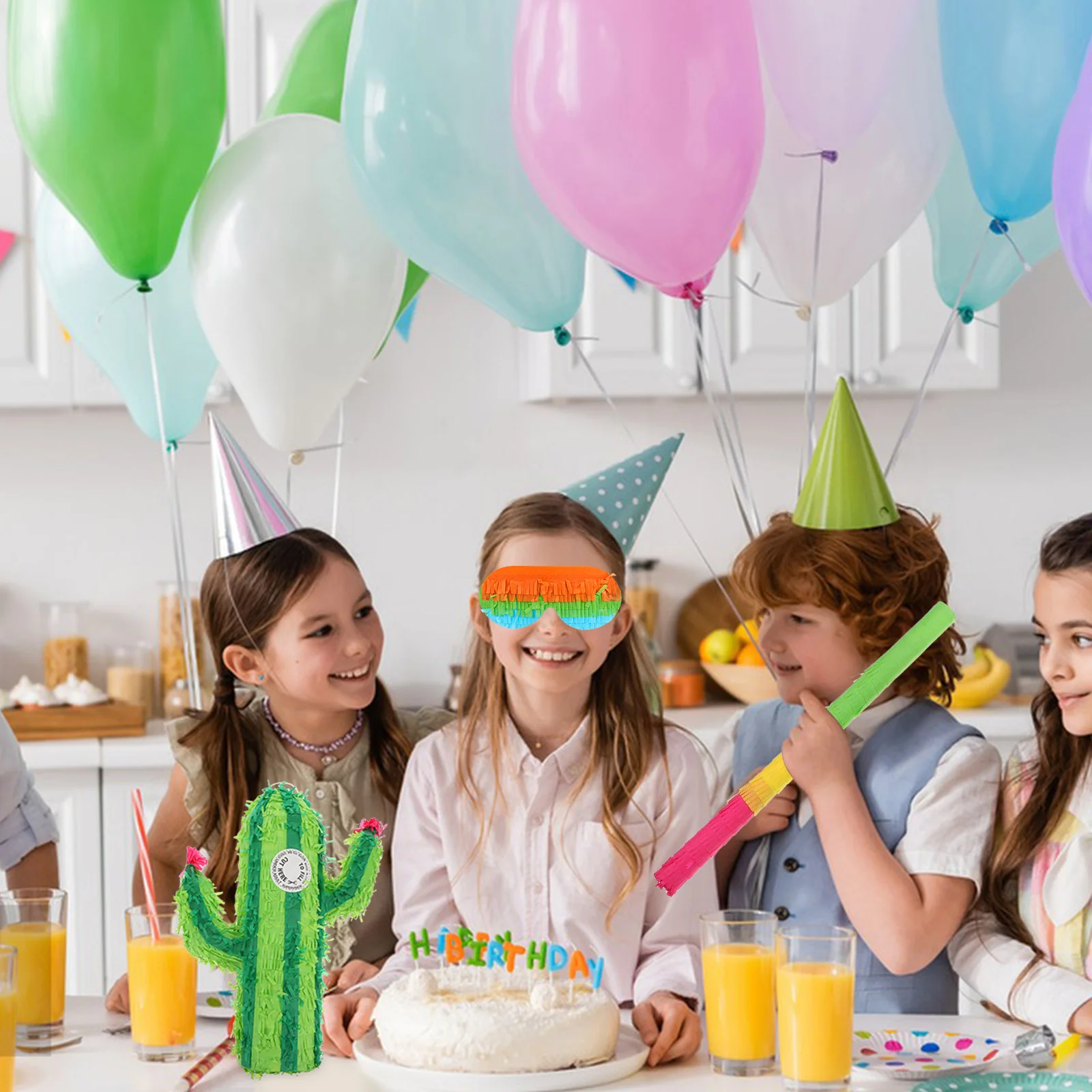3Pcs Cactus Pinata Creative Birthday Party Decoration Toy Interactive Punch Fill Halloween Mexican Fiesta Reusable Kids Surprise