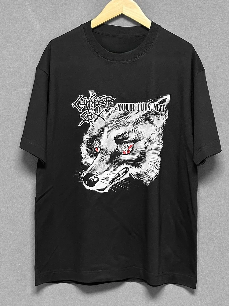 

Concrete Sox Hardcore Punk Band Around The Wolf Head Cotton Loose American Short-sleeved T-shirt for Men and Women