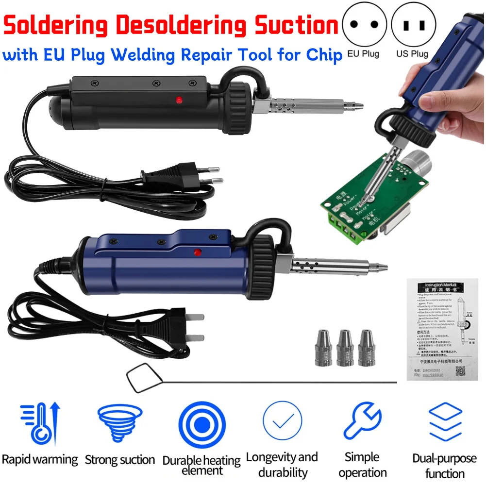 

BBT-580 Automatic Vacuum Desoldering Pump AC 110V/220V Vacuum Solder Sucker 30W with 3 Suction Tip for Tin Removal and Soldering