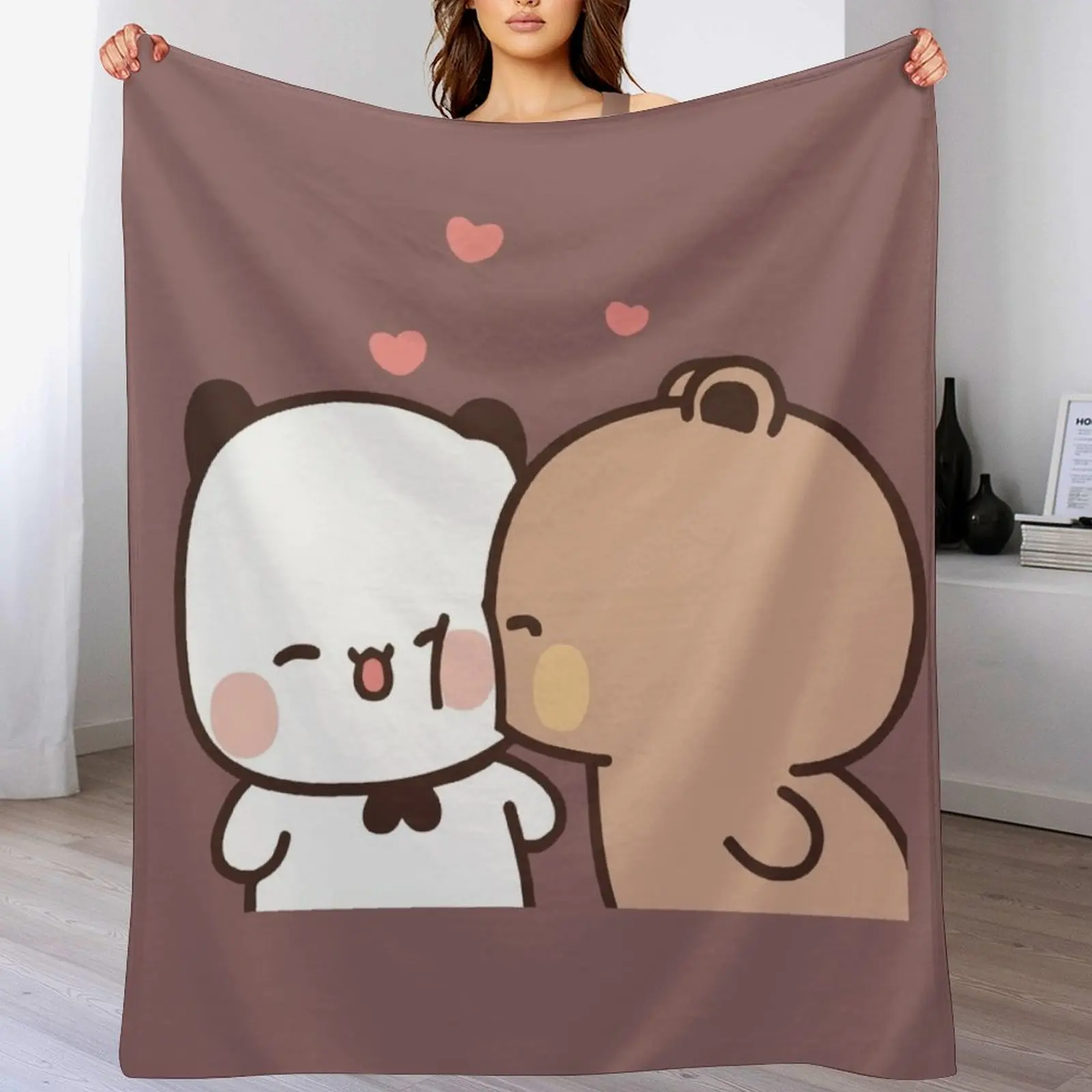 

Love kiss from DuDu Bear to BuBu Panda Throw Blanket Soft Plush Blanket as Housewarming Gift