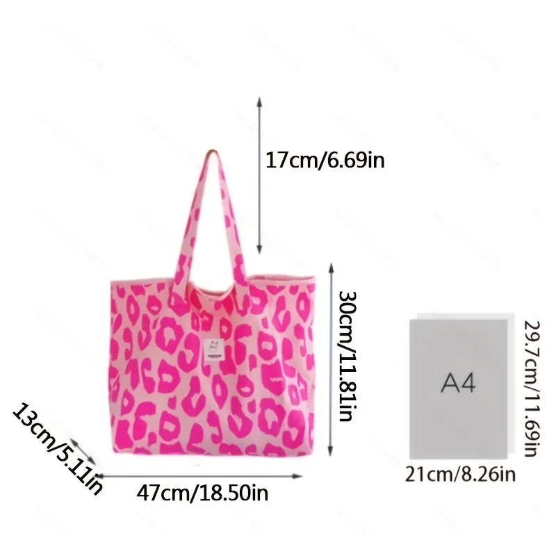 Fashionable Girls Black Rose Leopard Pattern Large Capacity Tote Bag Canvas Shoulder Bag Handbag for Women