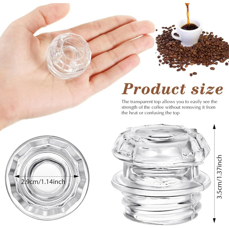 2-Piece Transparent Coffee Percolator Top - Replacement Glass Knob Top for Coffee Filter