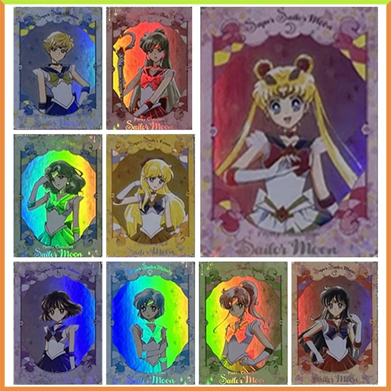 

Anime Goddess Story Rare DIY ACG Laser Flash Card Tsukino Usagi Hino Rei Minako Toys for boys Collectible Cards Birthday Present