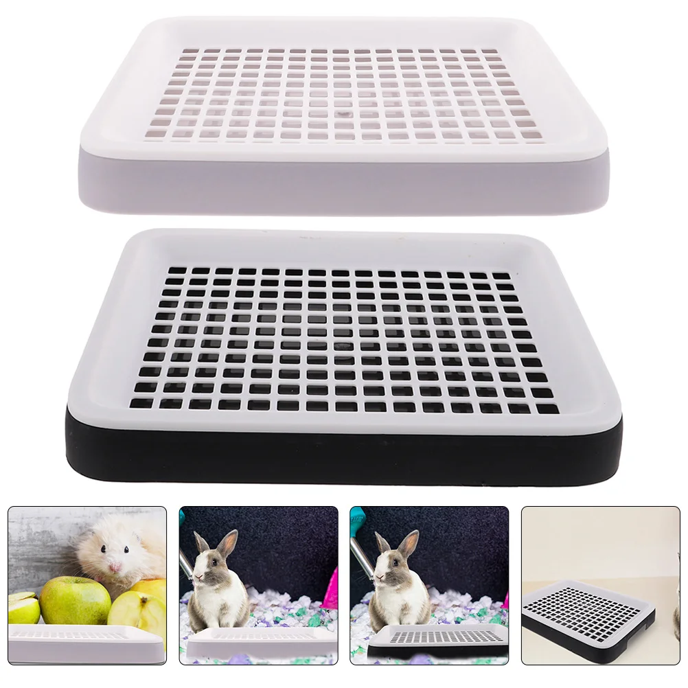 

2Pcs Pet Cleaning Supplies Rectangle Bunny Toilet Box Plastic Rabbit Litter Tray Small Animal Cage Potty Trainer Indoor