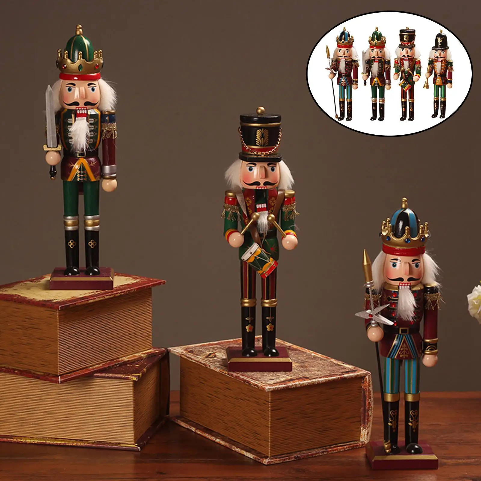 Wooden Nutcracker Soldier Handcraft Christmas Ornaments Desk Tabletop Decor