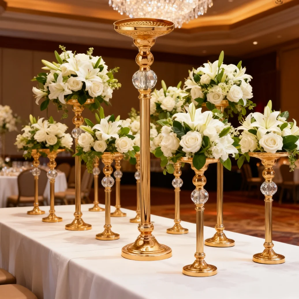 

20pcs )90cm tall Mental Gold Luxury Flower Stand Metal Floral Stand for Wedding Restaurant Party Event Decorsing Centerpiece