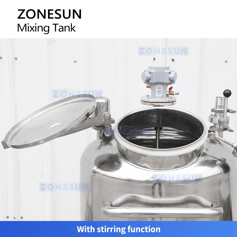 Zonesun Industrial Stainless Steel Mixing Tank Pneumatic Mixer Mixing Vessel Blending Tank With Agitator ZS-PMT100L