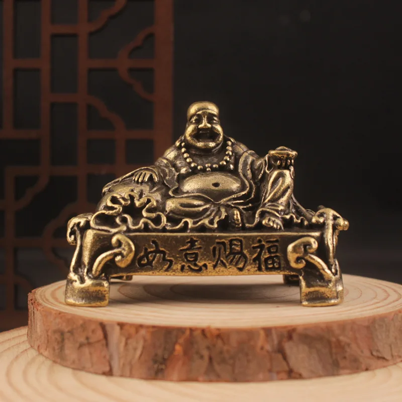 

Латунный антикварный твердый Будда Майтрейи, домашний декор, украшение для офиса, гостиной, рабочего стола, оптовая продажа, источник