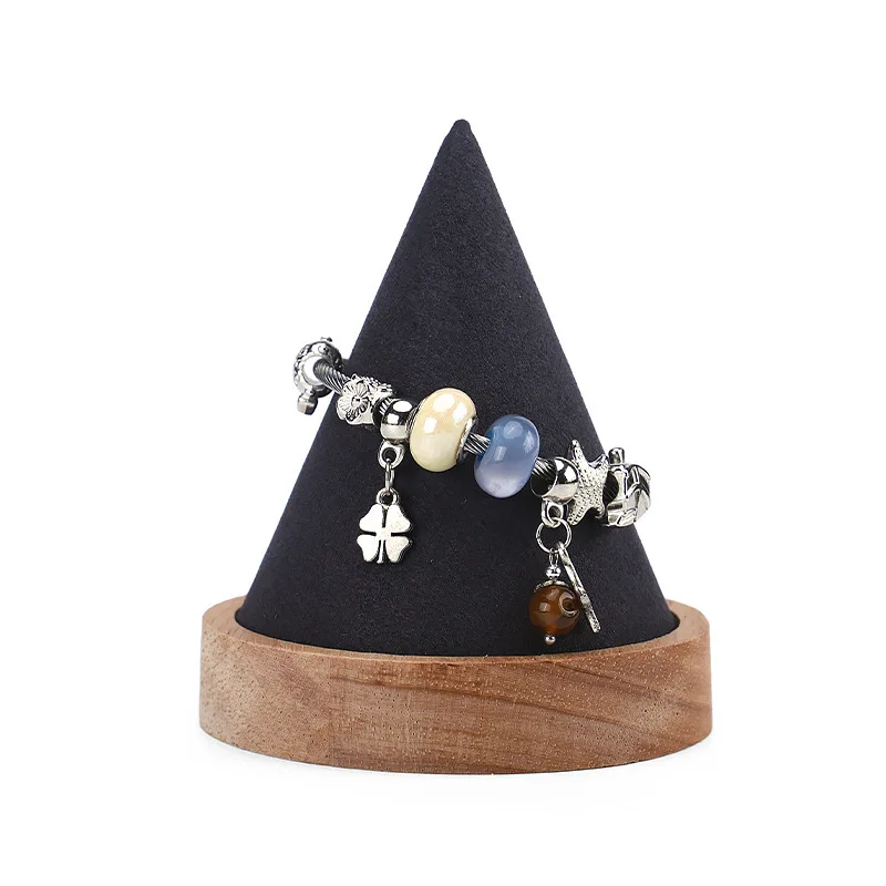 Wood Cone Bracelet Display Stand Bracelet Ring Necklace Storage Rack Creative Jewelry Display Holder Counter Props Display Stand