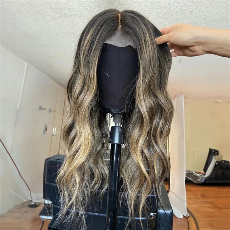 Highlight Blond Long Glueless 18'' Body Wave 5x5 Silk Base Jewish Human Hair Wig Baby Hair HD Lace European Hair Preplucked