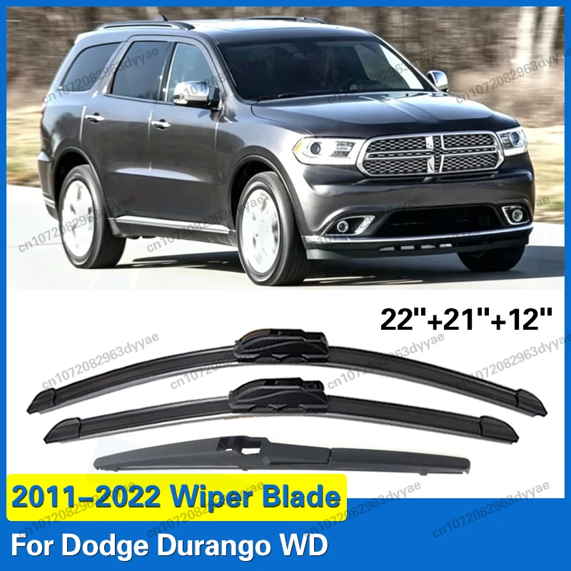 For Dodge Durango WD 2011 - 2022 SRT Front Rear Windshield Wiper Blades 3pcs Windscreen Window Accessories 22