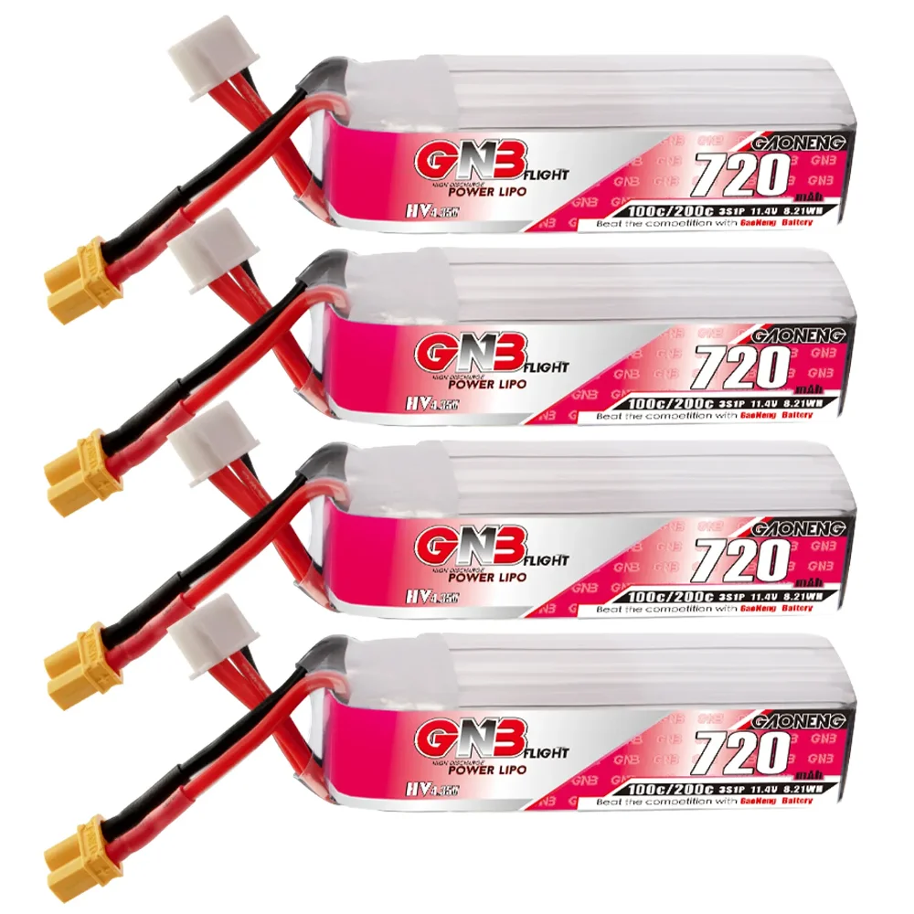 GAONENG GNB 3S 720mAh HV 11.4V Lipo Battery 100C/200C For Beta75X, Alpha A75, HGL Petrel 120X  Cine Whoop Mini Micro FPV