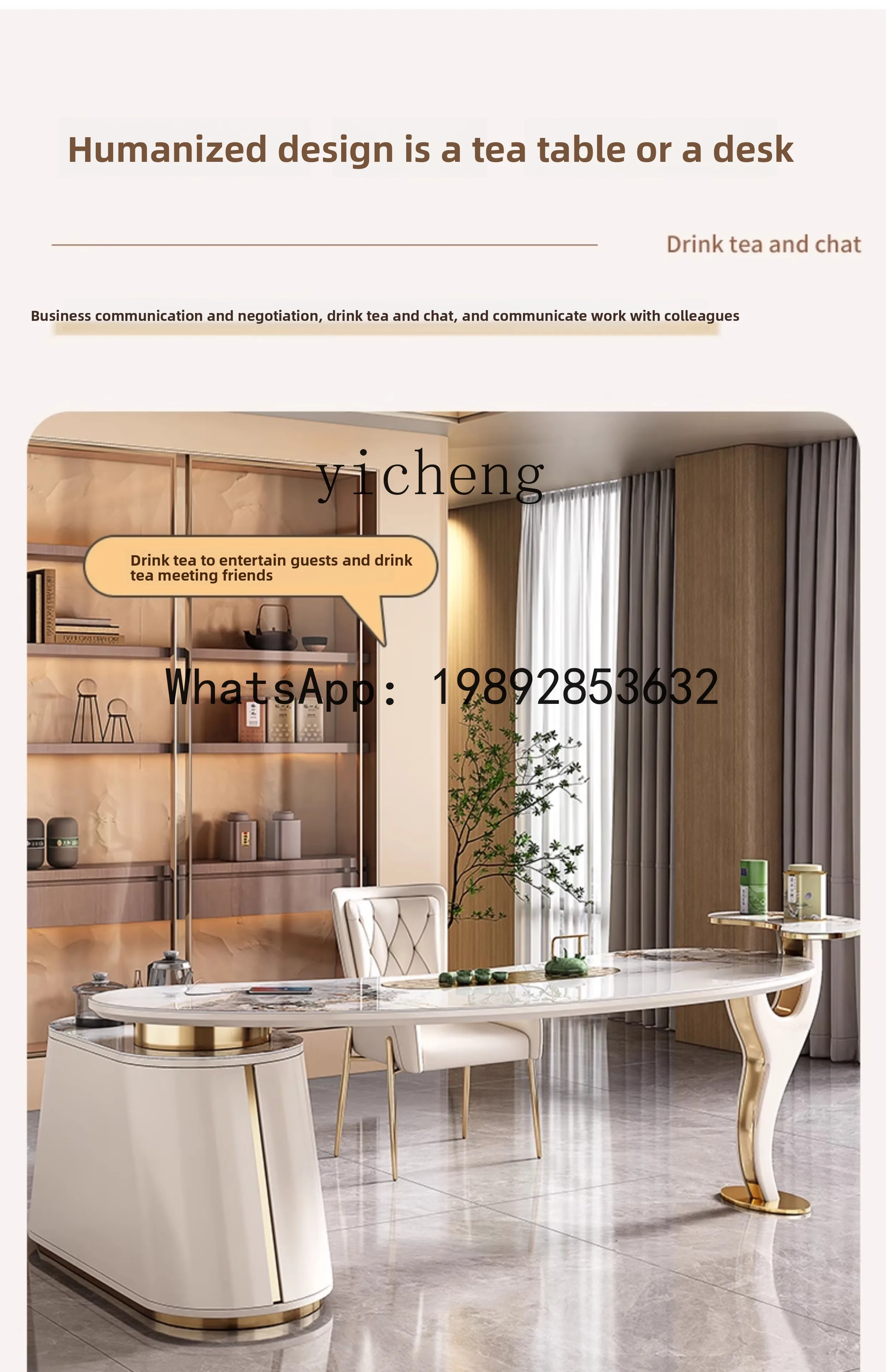 H4 Light Luxury Tea Table Modern High-end Living Room Simple Curved Tea Table and Chair Set