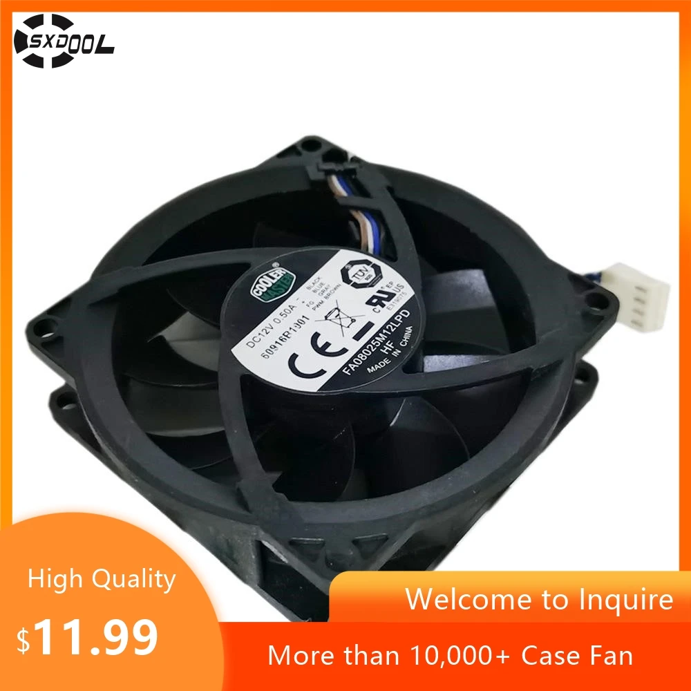 1pcs For CoolerMaster FA08025M12LPD 12V 0.50A 804057-001 80*80*25mm Cooling Fan 4pin Processor Cooler Heatsink