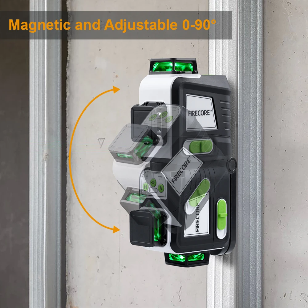 Imagem -04 - Fireecore 360 Laser Nível 12 Linhas 3d Autonivelante Linhas Cruzadas Horizontais e Verticais Super Poderosa Ferramenta de Nível Laser Verde G50