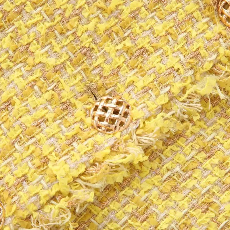 معطف نسائي جديد للخريف من JNLEAOG أصفر صغير الحجم Sle Jaet بتصميم متعدد الاستخدامات معطف فضفاض من البوليستر #3