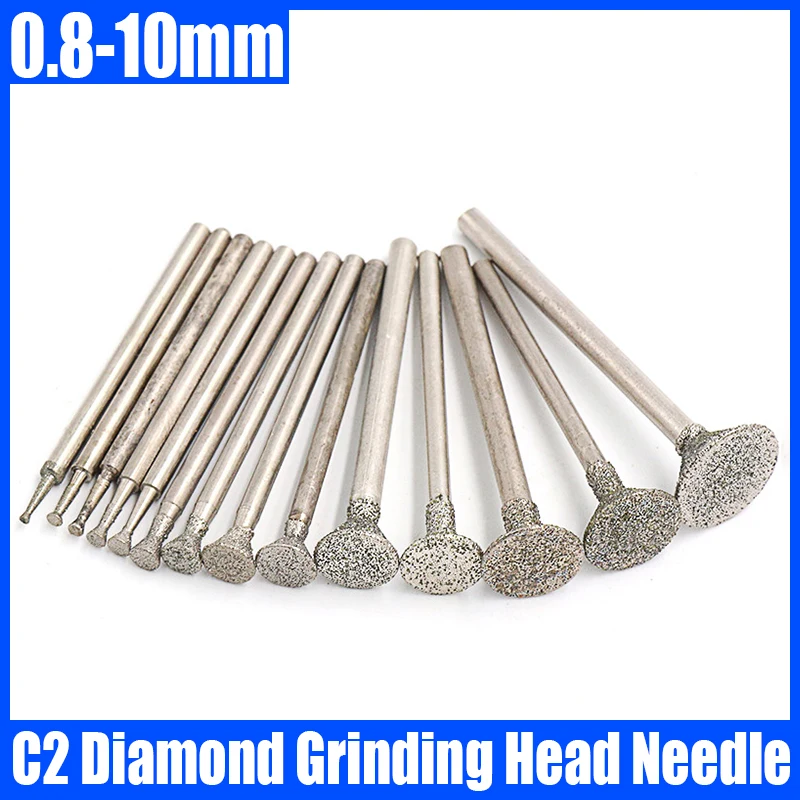 

1-5PCS 0.8-10mm C2 Diamond Grinding Head Needle Bits Burrs Engraving Carving Tool 2.35/3mm Shank Grinding Bit Polishing Tool