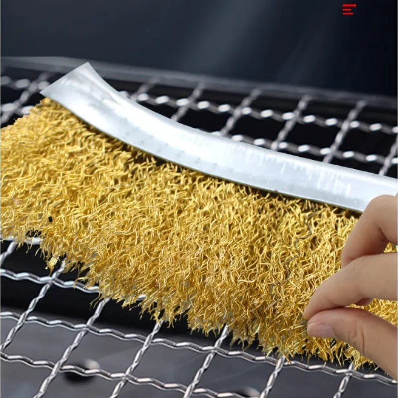 فرشاة شواء من الفولاذ المقاوم للصدأ مطلية بالنحاس مقاس 9 بوصات مع شعيرات سلكية، مناسبة لتنظيف شواية الشواء/النزهة والتخييم