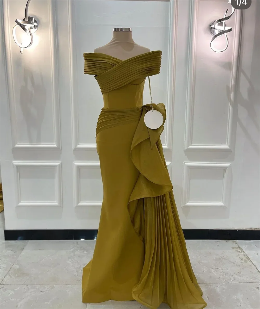 Prom Dress Formal Saudi Arabia Dearin Off-the-shoulder A-line Floor Length Skirts Ruffle Bespoke Occasion Dresses Evening Gown