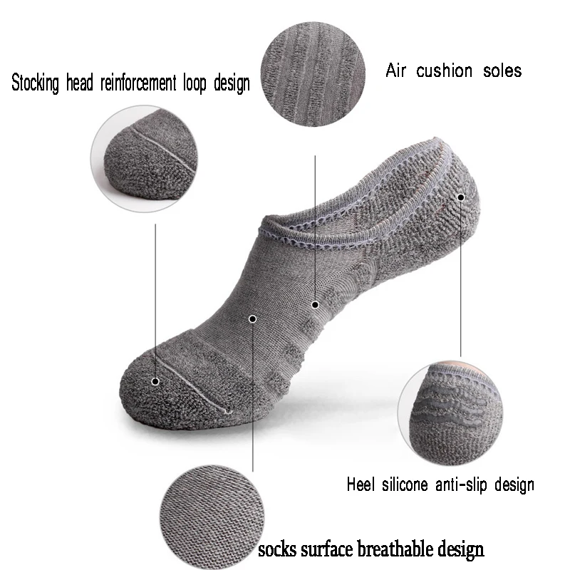 5 Paare/los Männer Handtuch Unten Boot Socken Sport Schweiß Atmen Silikon Anti-Slip Unsichtbare Socken Frühling Sommer Neue Mode – Detail 6