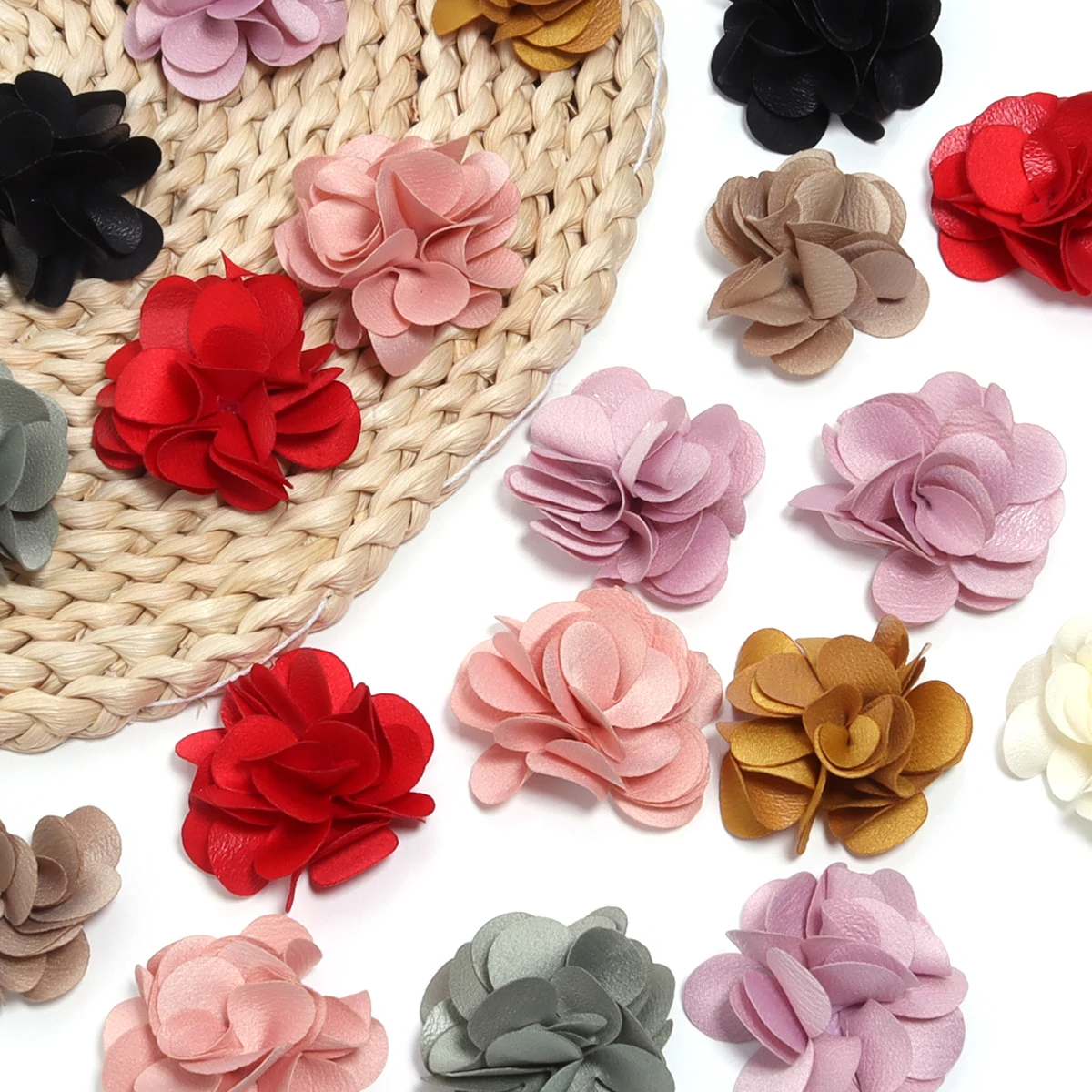 5pcs 4.5cm Handmade Small Flower Three-dimensional Small Camellia Multicolor Petal Small Flower DIY Hair Accessories  ﻿